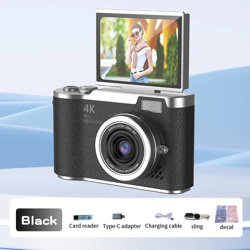 4K Digital Camera with 48MP and Flip Screen