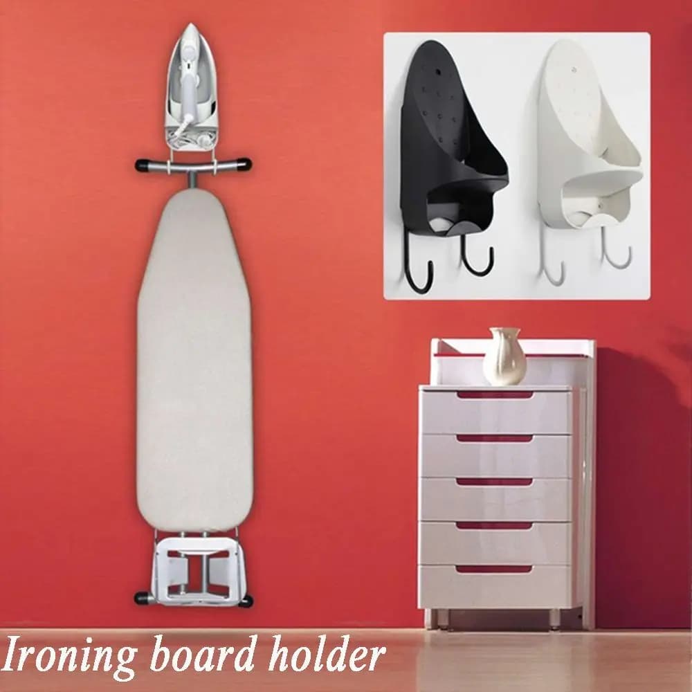 Wall-Mounted Iron Board Hanger and Storage Rack