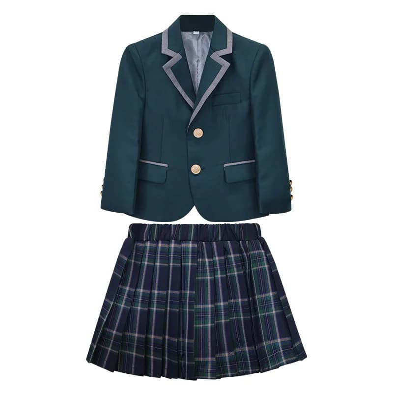 Kids Formal Uniform Blazer Pants Skirt Tie Set