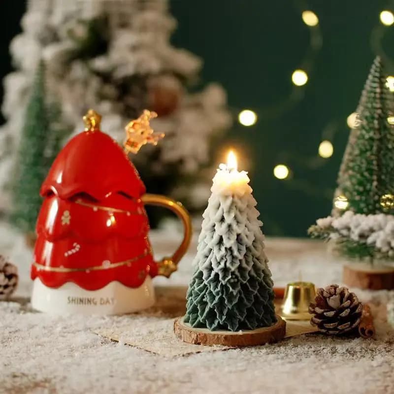 Hand-Carved Cedar Christmas Tree Candle