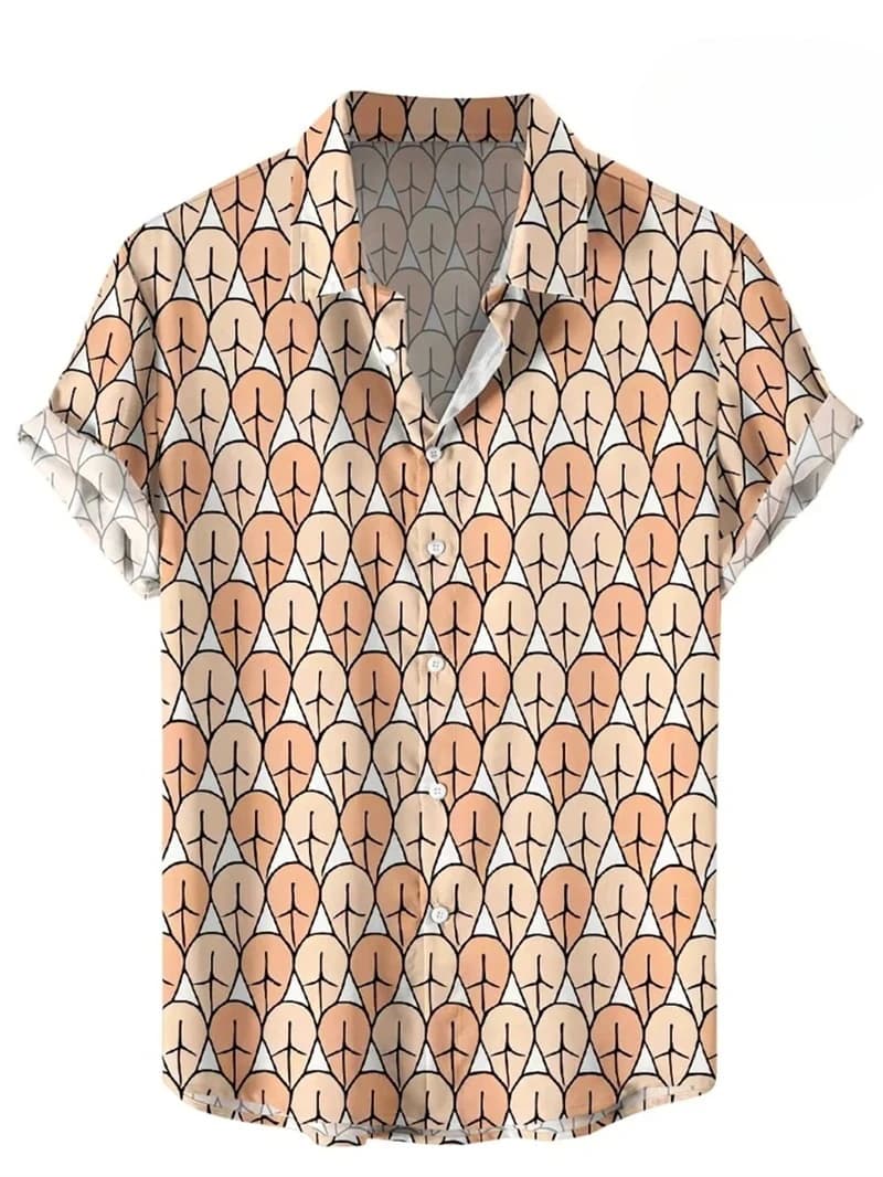 3D Map Print Hawaiian Button-Up Shirt