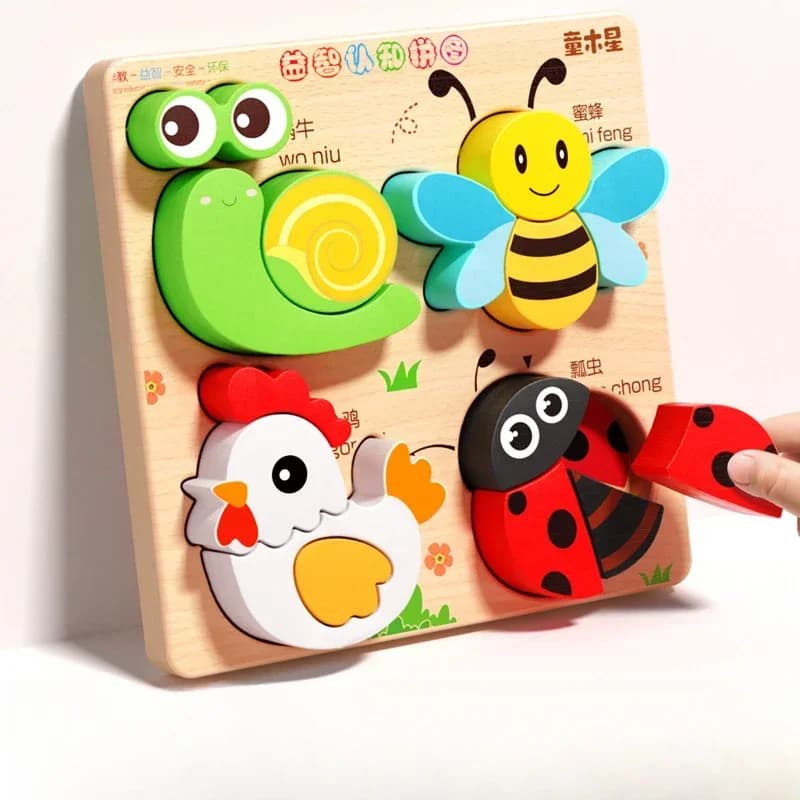 Wooden 3D Animal and Traffic Puzzle