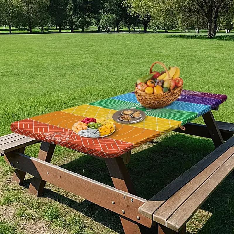 Geometric Fitted Picnic Table Cover