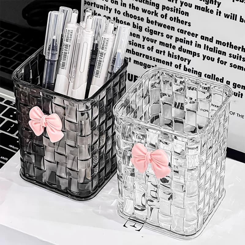 Desktop Pen Holder With Bow Decoration