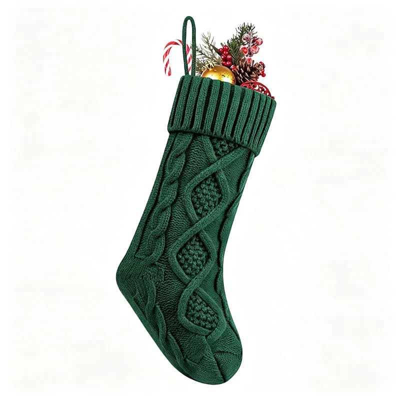 Knit Christmas Stockings with Santa Design