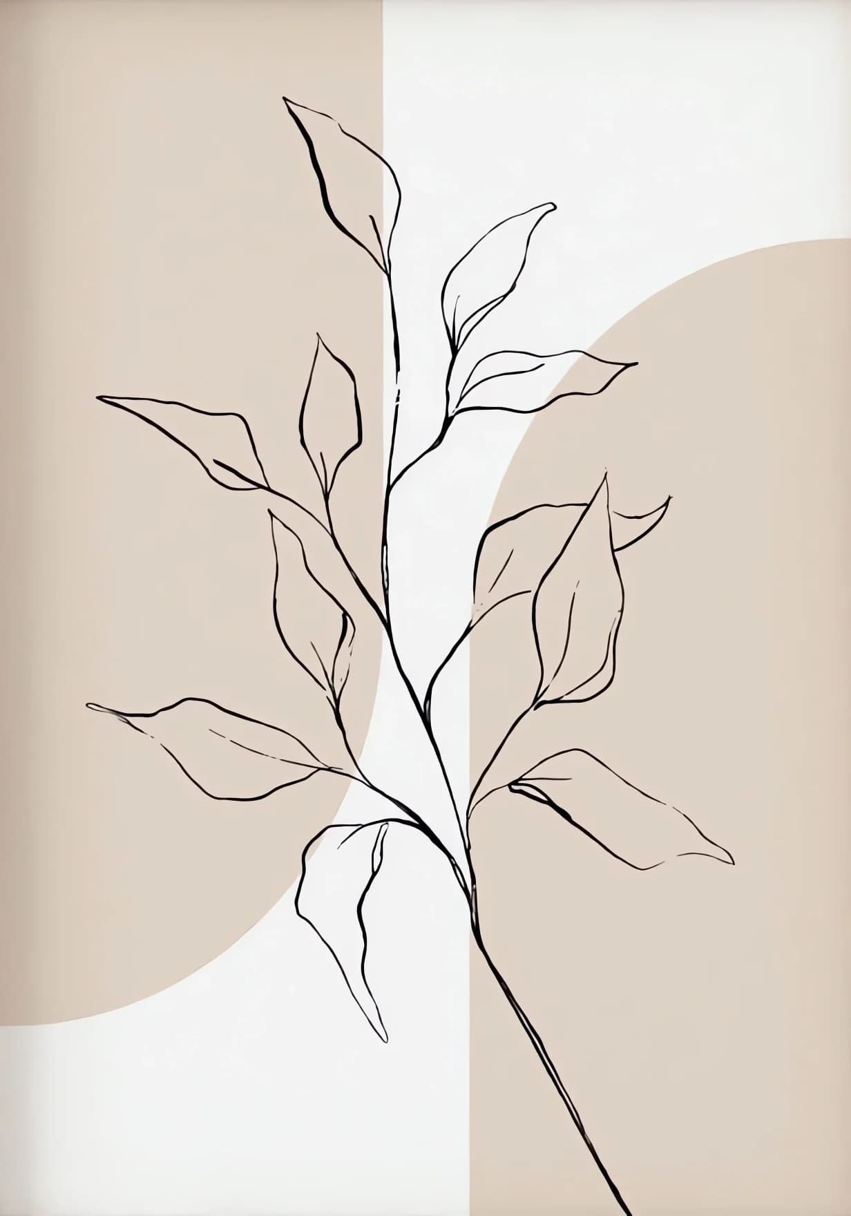 Neutral Beige Plant Wall Prints