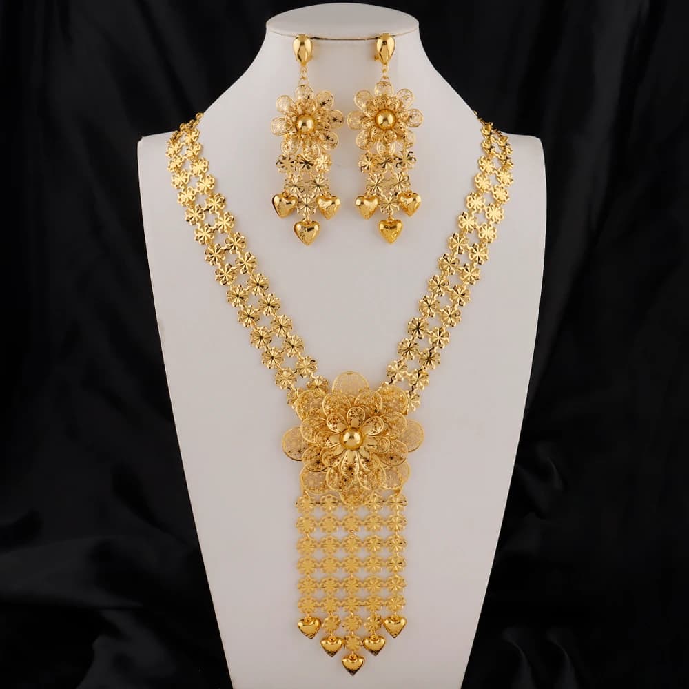Middle East Jewelry Set Luxury Jewelry Sets Gold Plated Jewelry Tassel Necklace and Earrings Jewellery Set Wholesale