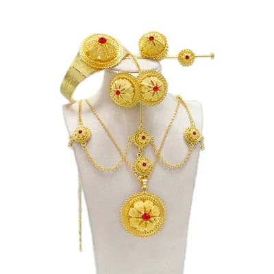 Ethiopian Women's Jewelry Set with Hairpins and Headbands