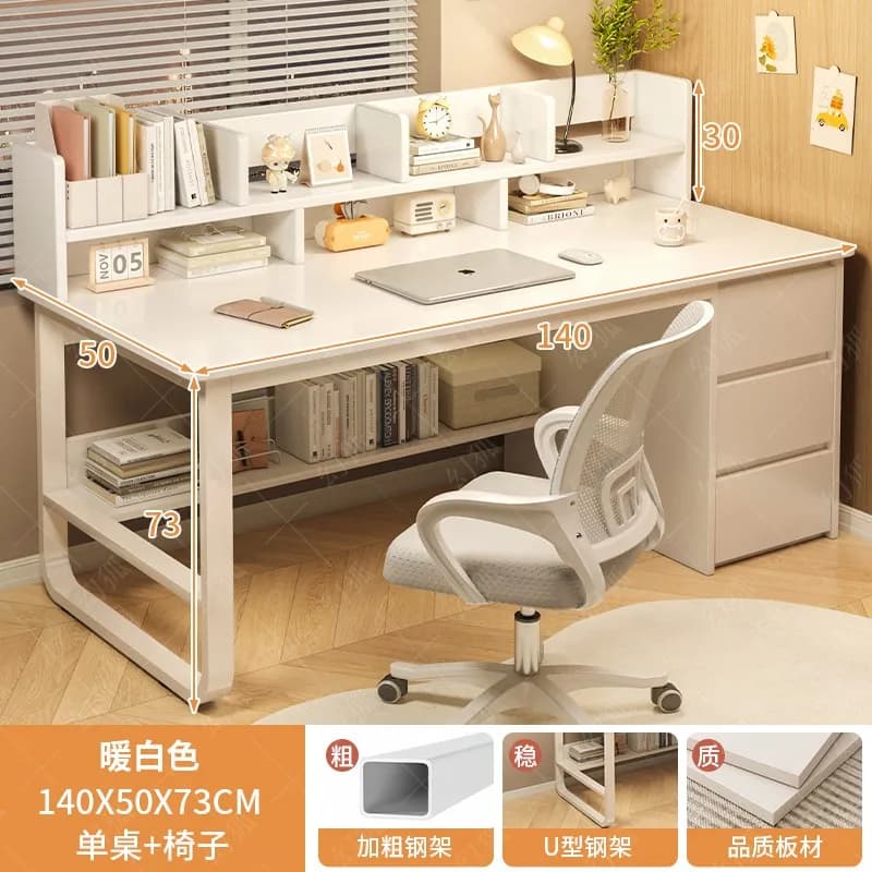 White Drawer Office Desk Fancy Organizer Ergonomic Computer Vanity Office Desk Study Sedentary Biurka Komputerowe Furnitures