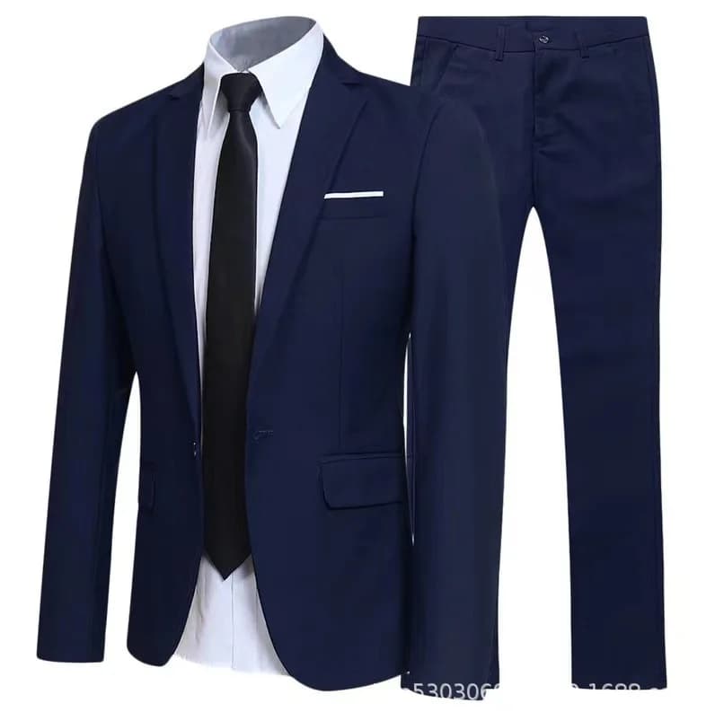 Men's Two-Piece Formal Suit Blazer and Trousers