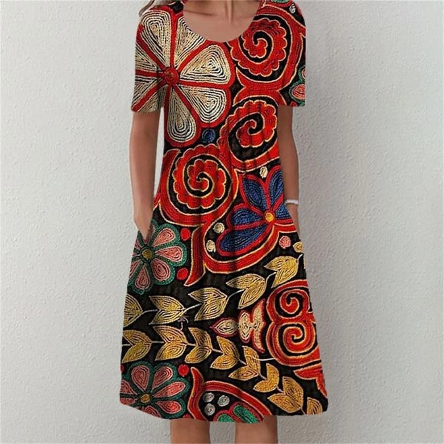 Fashion Elegant Women Dress Loose Casual Dress Women Printed Dress New Temperament