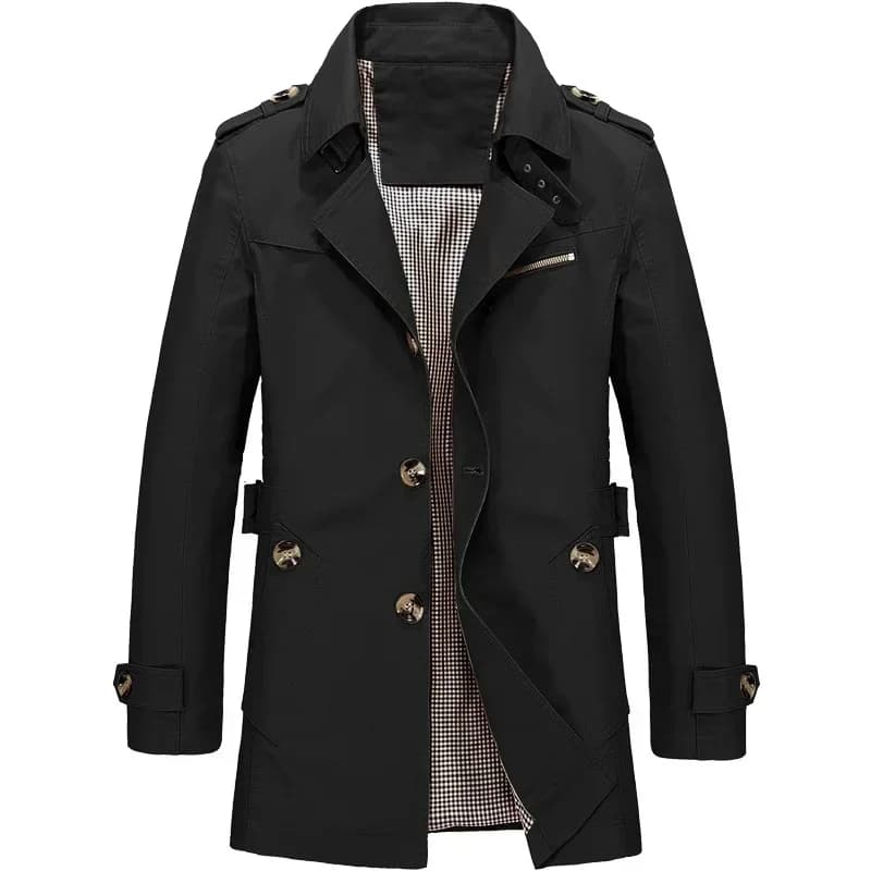 Men's Cotton Blend Windbreaker Trench Jacket