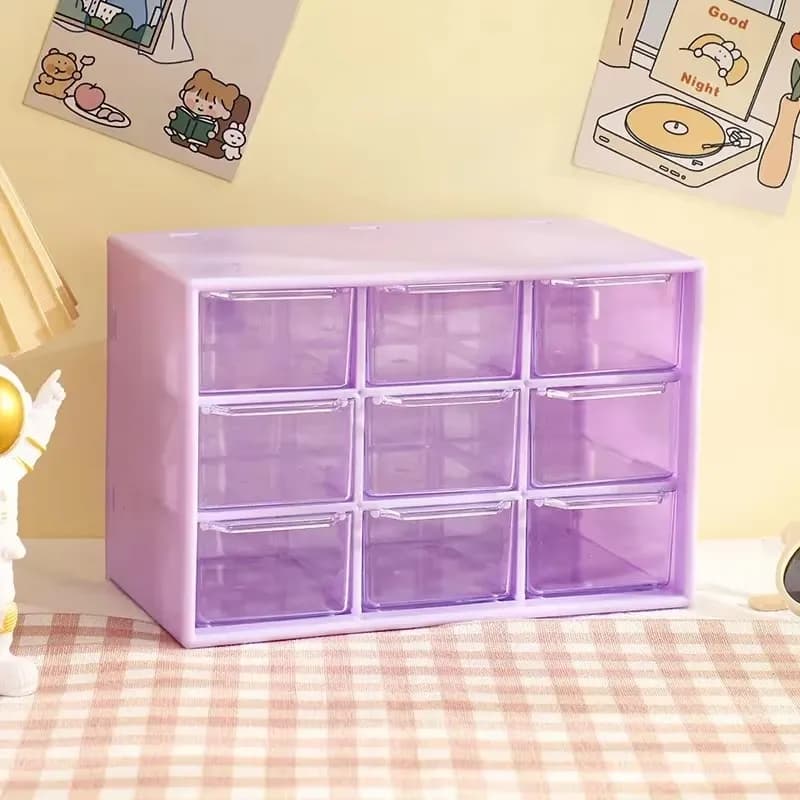 Clear Acrylic Nine-Compartment Desk Organizer