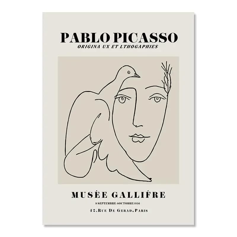 Picasso Abstract Black and White Line Art Print