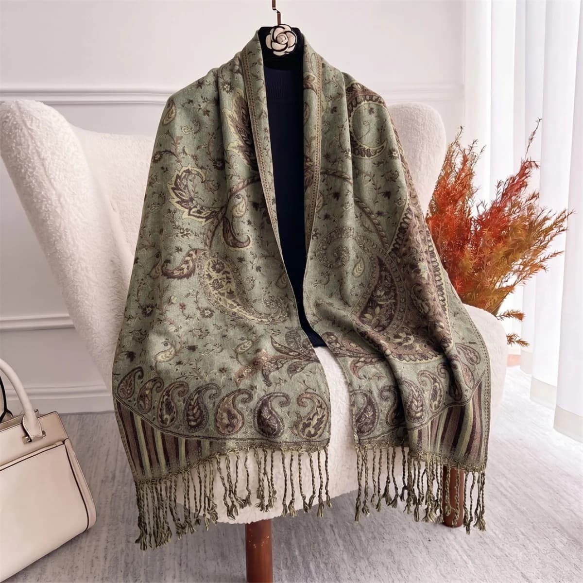 Pashmina Botanical Print Scarf Wrap Shawl