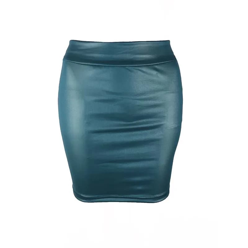 Black Slim Imitation Leather High-Waist Mini Skirt
