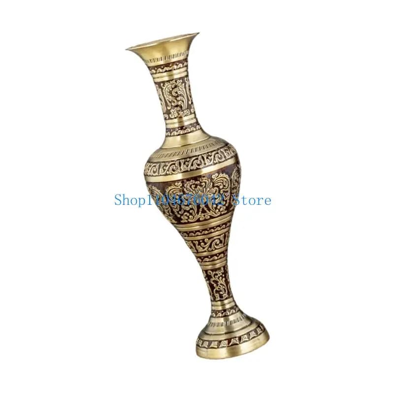 Metal Embossed Geometric Floor Vase
