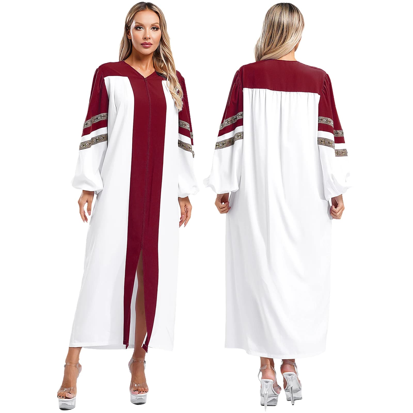 Women's Clergy Robe with Embroidered Sleeves
