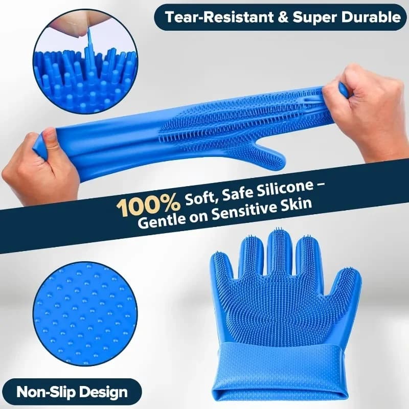 Dog Grooming Kit with Bath Gloves and Brushes