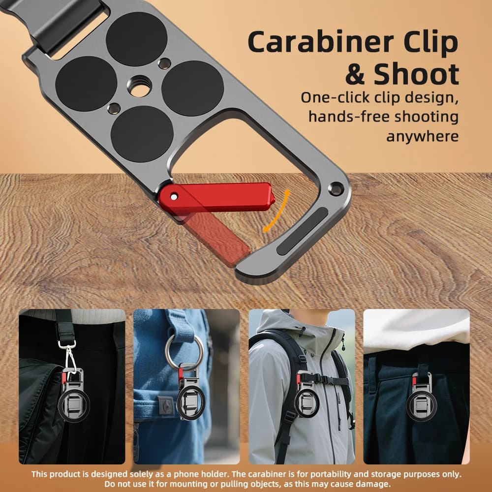 Flymile Magnetic Phone Holder Carabiner Mount for Iphone 18 Pro Max 17 16 15 Accessories Tripod Compatible with MagSafe