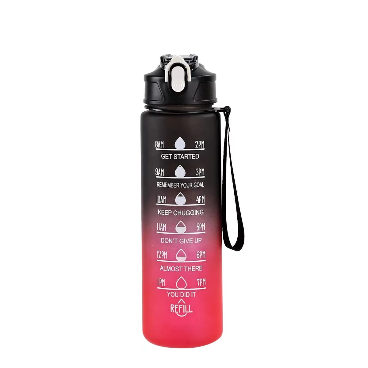 Sports Water Bottle with Time Tracker and Straw