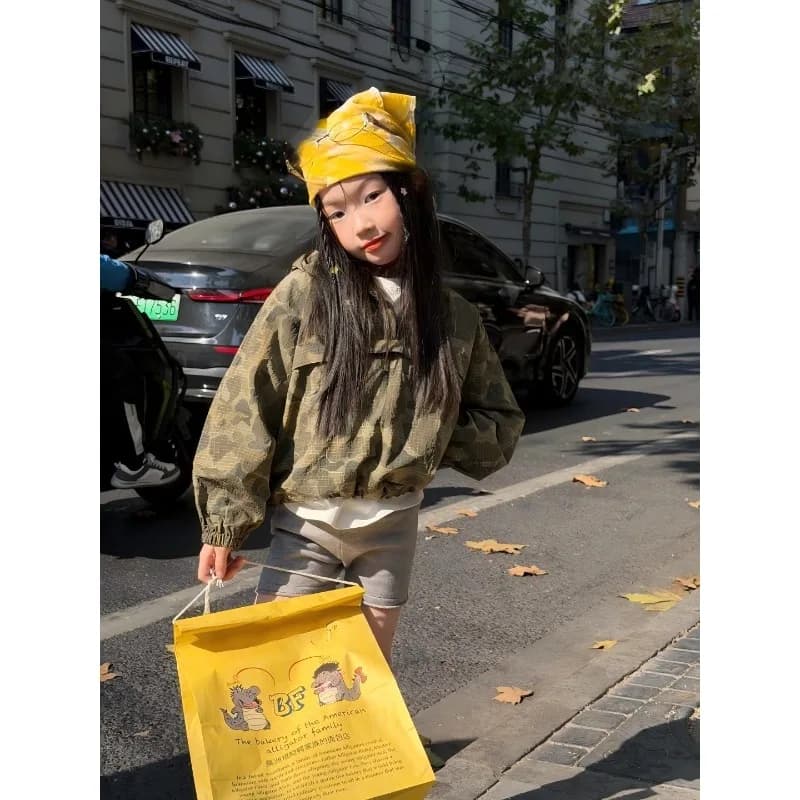 Girls Camouflage Hooded Casual Western Jacket