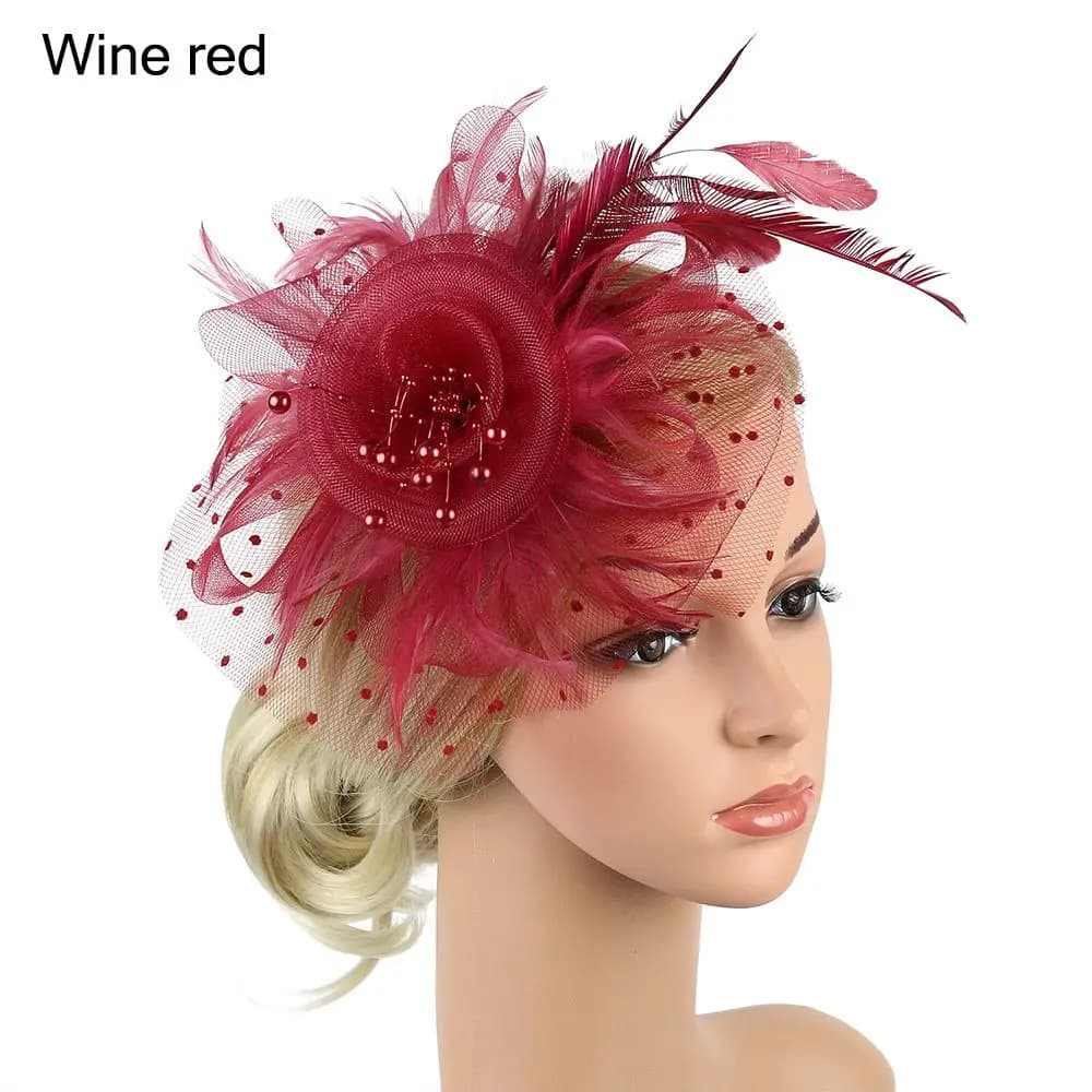 Hair Accessories Mesh Flower Hair Fascinators Wedding Feathers Hair Clip Fascinator Hat Tea Party Headband Alice Headband Clip
