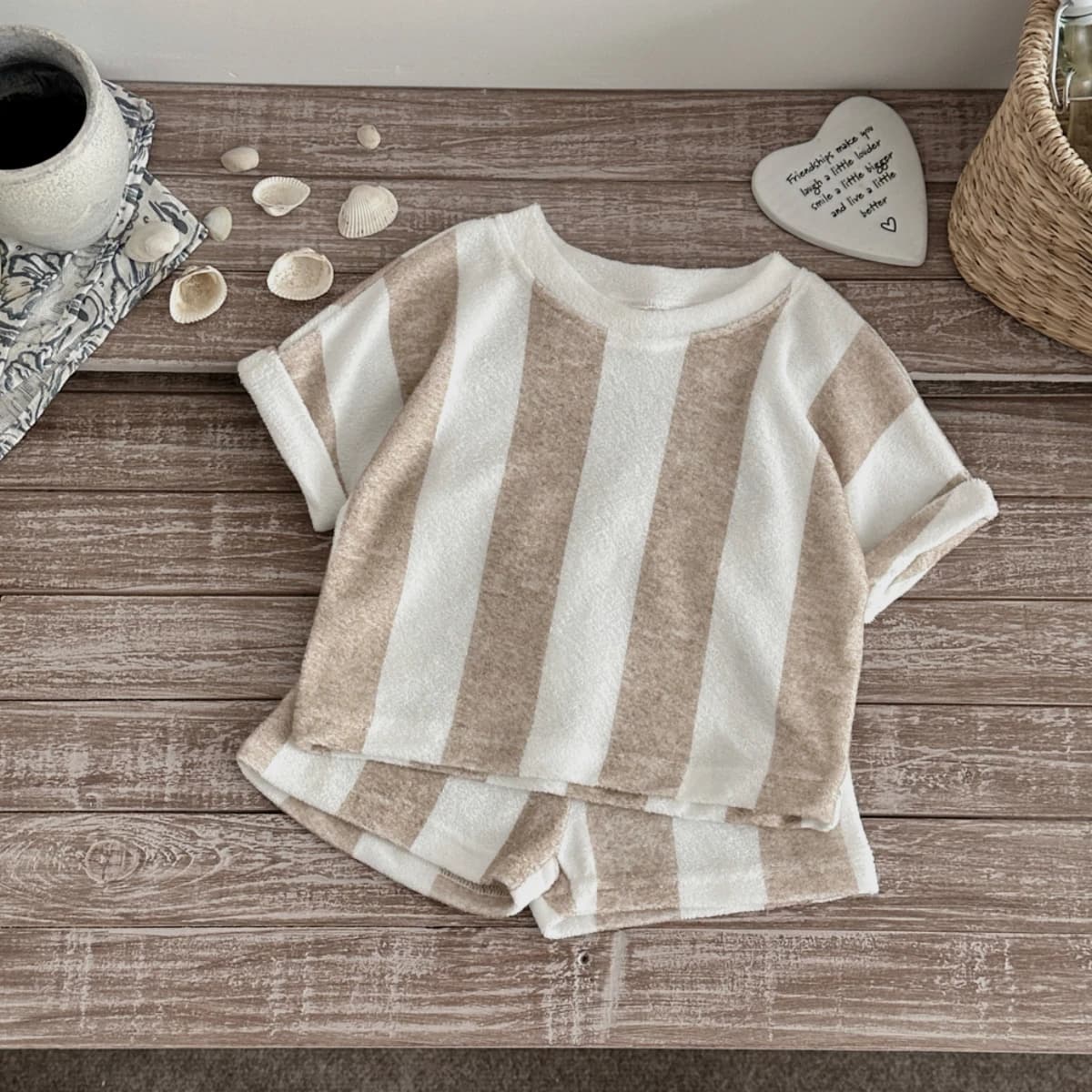 Kids Striped Short-Sleeve T-Shirt and Shorts Set