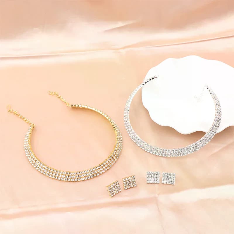 4Pcs/set Bridal Jewelry Set Necklace Bracelets Ring Earrings Set Super Gorgeous Luxury Shiny Fashion Jewelry Party Gift