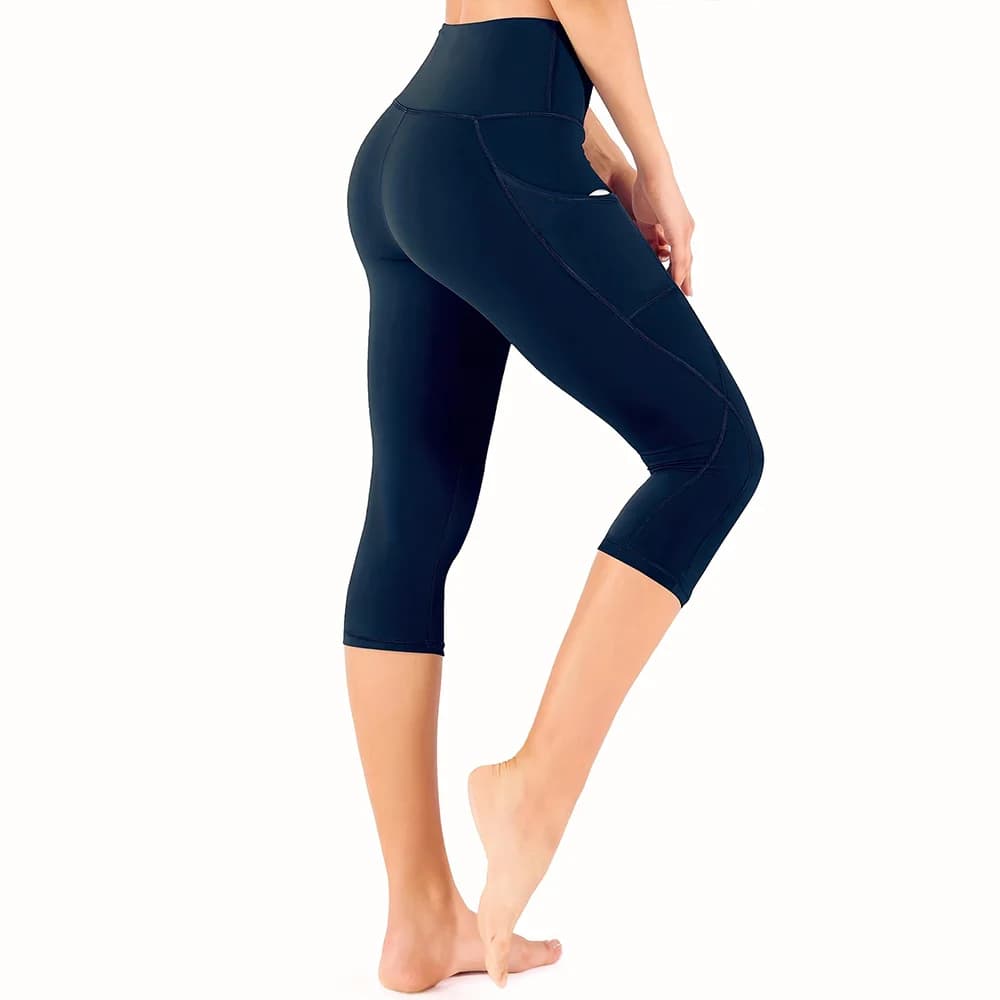Women's High Waisted Capri Leggings with Pockets