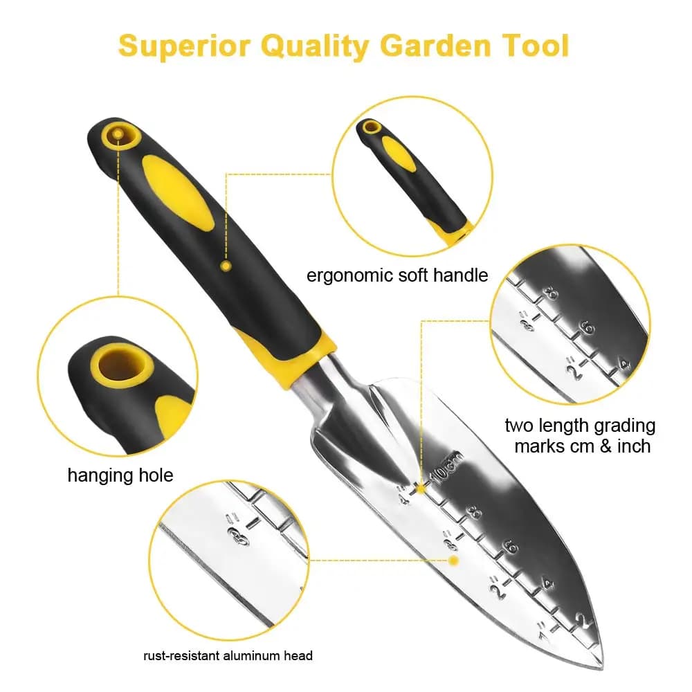 Garden Tool Set with Ergonomic Handle and Gloves