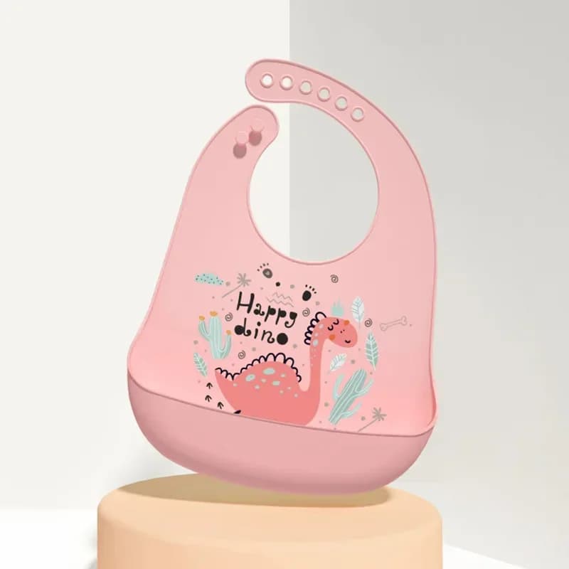 Silicone Waterproof Baby Bib Dinosaur Print