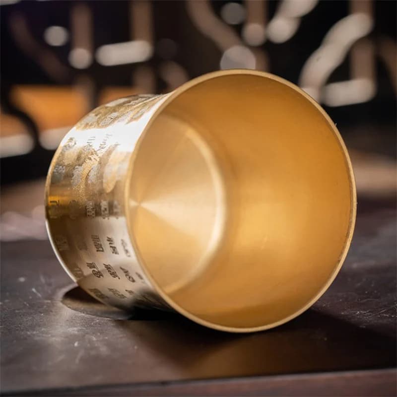 Brass Tea Cup with Engraved Pattern