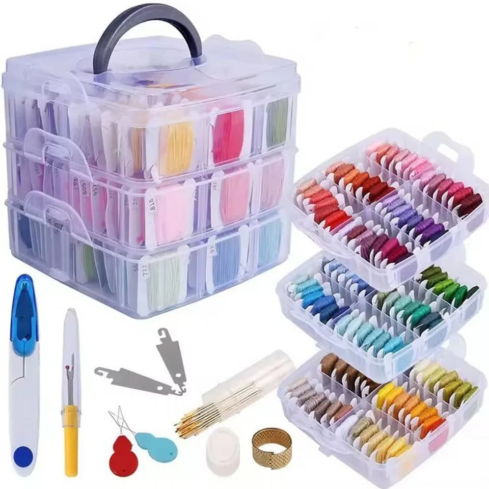 150-Color Embroidery Floss Set with Storage Box