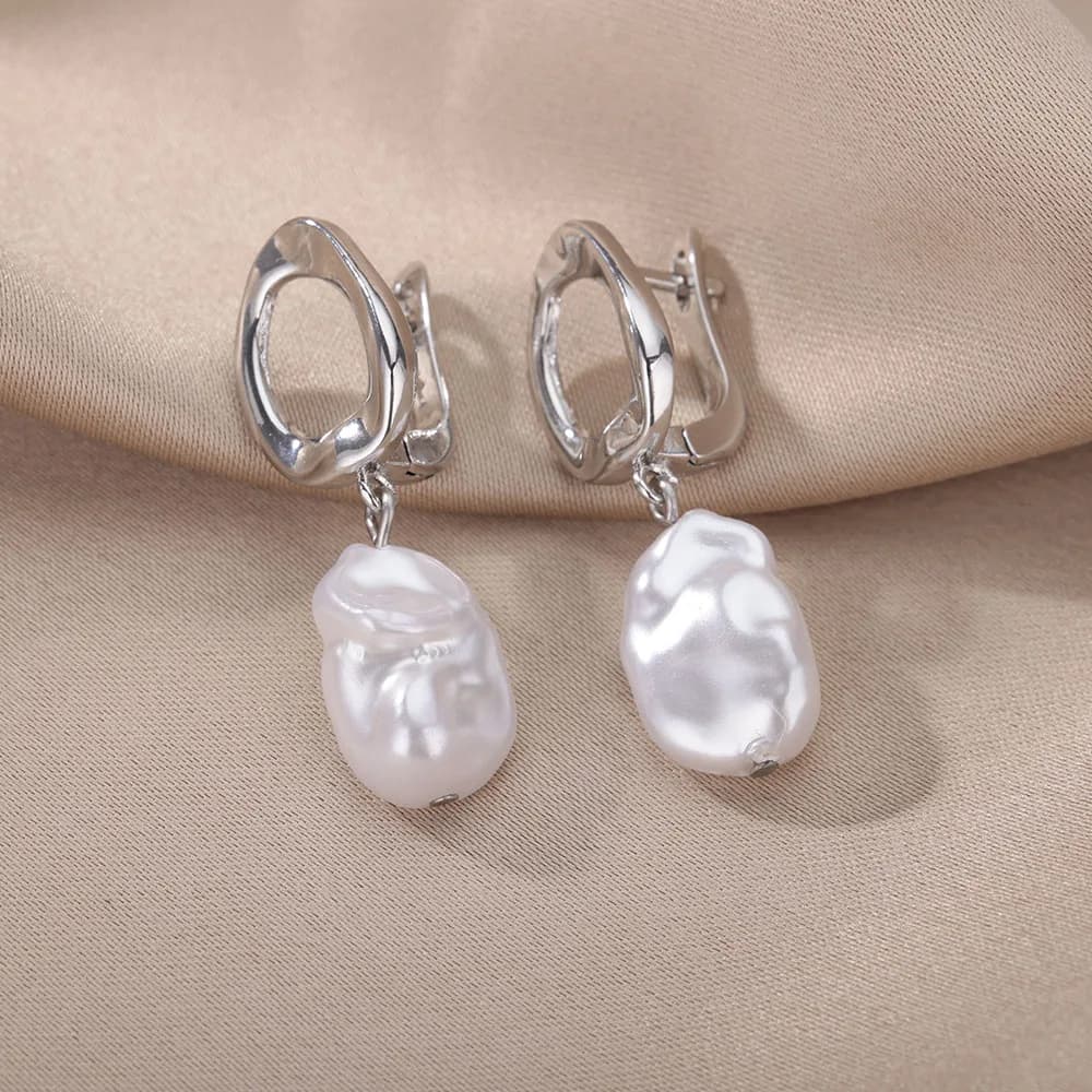 Baroque Pearl Drop Dangle Earrings