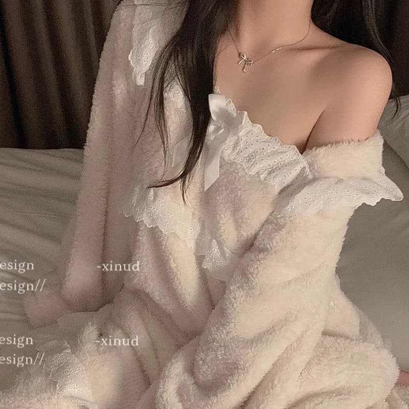 Women's Fleece Nightgown Warm Loungewear