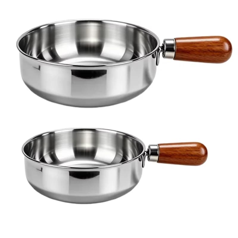 Stainless Steel Milk Pot with Wooden Handle