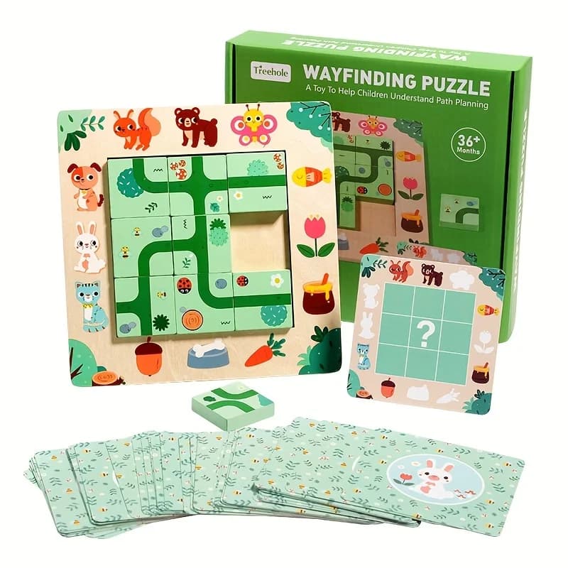 Wooden Maze Route Finding Puzzle Board