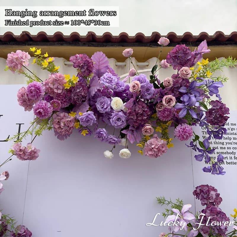 Outdoor Wedding Decoration Artificial Flowers Floral Backdrop Arrangement Home Decor Hanging Flower Row Road Lead Flower Ball