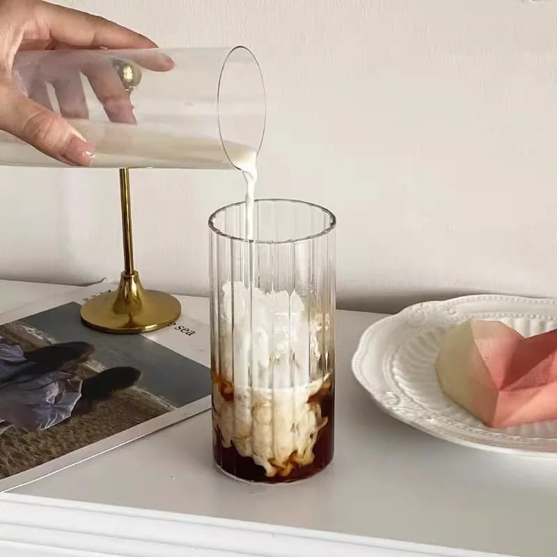 Ribbed Glass Drinking Cups