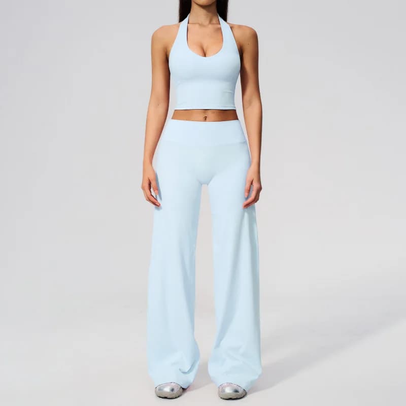 Yoga Set With Halter Neck Beautiful Back V Slim Fit Women's Gym Outfit Outdoor Running Training Fitness Leggings Two-piece Set