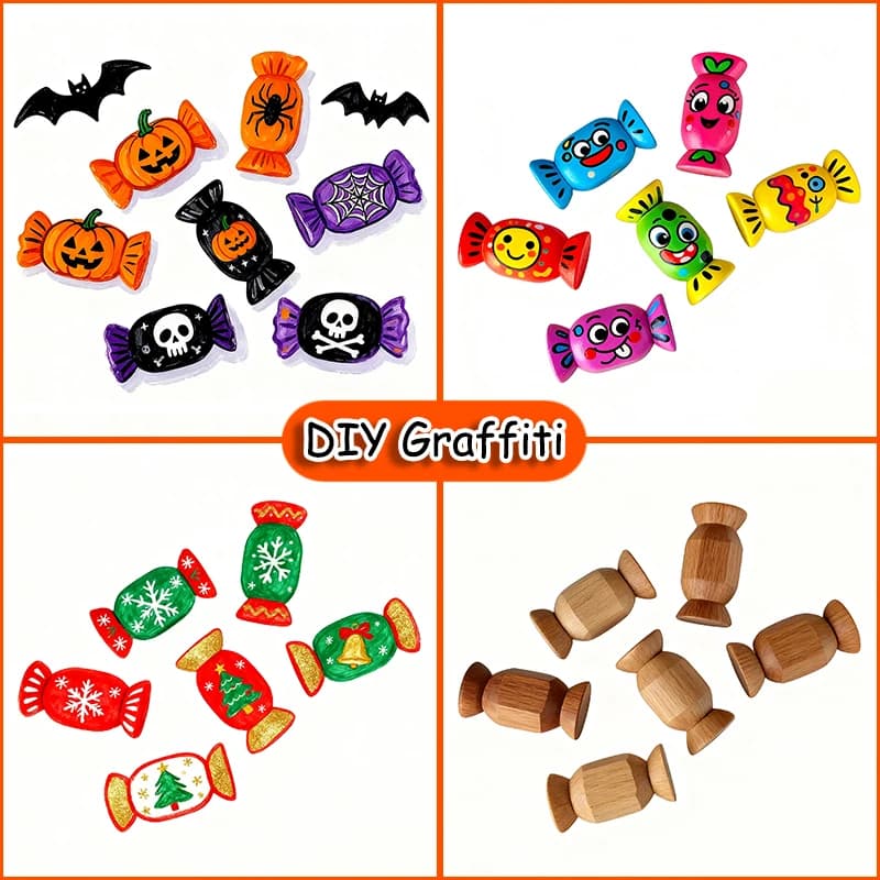Wooden Candy Building Blocks DIY Painting Set