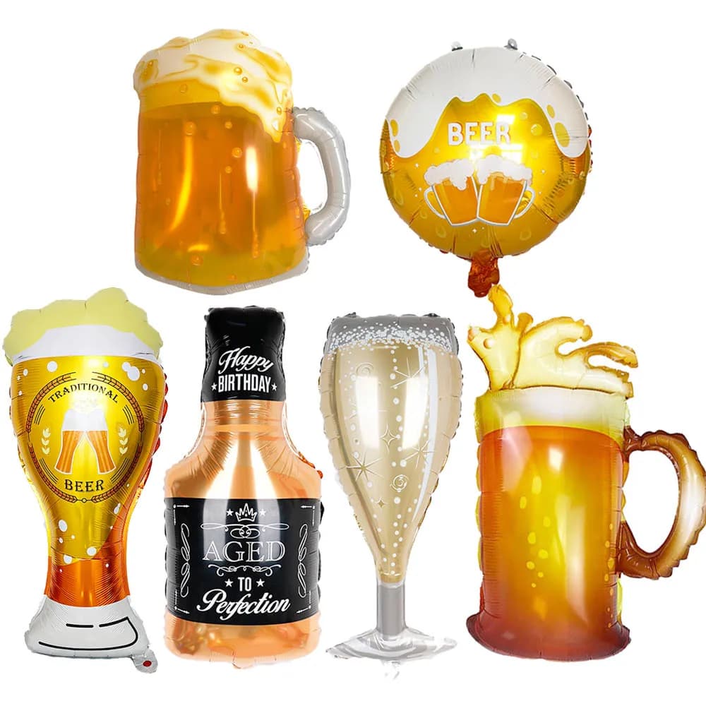 Adult Birthday Party Whisky Champagne Beer Cups Balloon Beer Cheers Father's Day 30th 40th 50th 60th Birthday Party Decor
