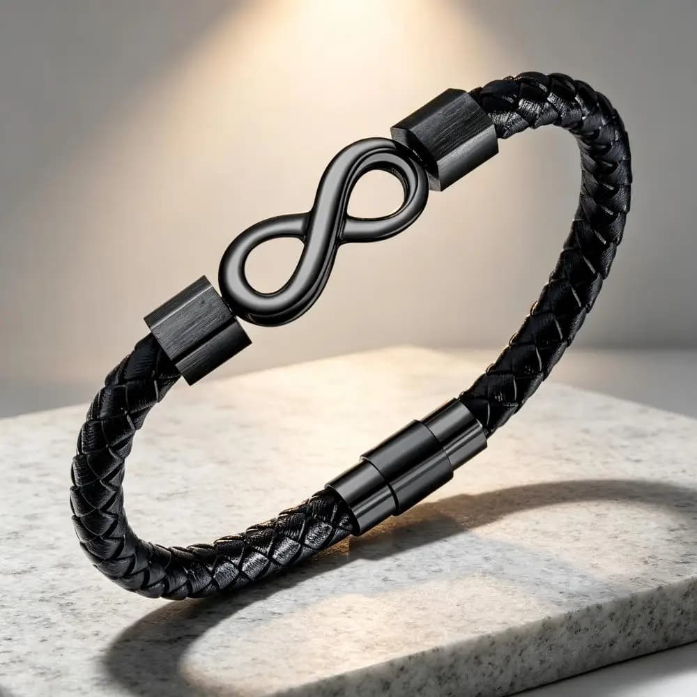 Eight-Shape Handwoven Leather Bracelet