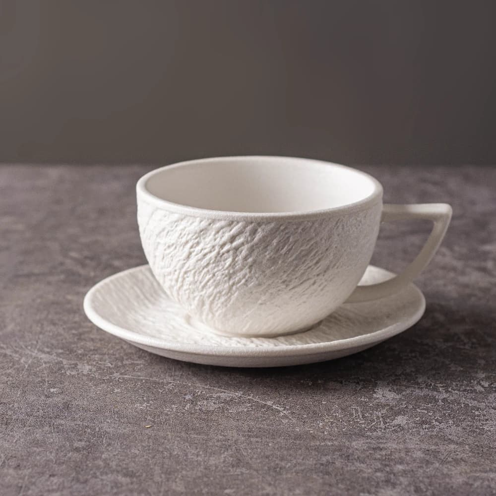 Ceramic Coffee Mug Set with Saucers