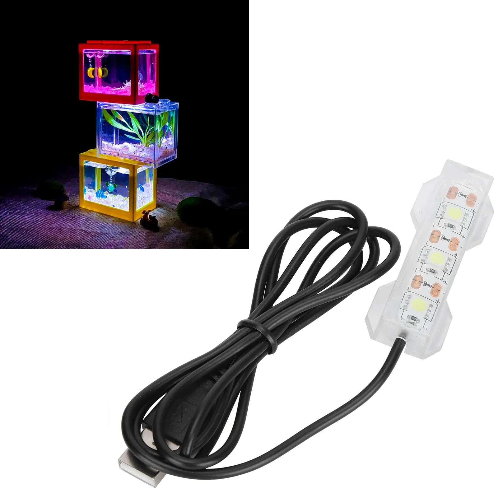 Aquarium Decoration Light Fish  LED Lamp Small Aquarium Water Plant Light Desktop Fish  Mini Decoration Soft LED Lamp