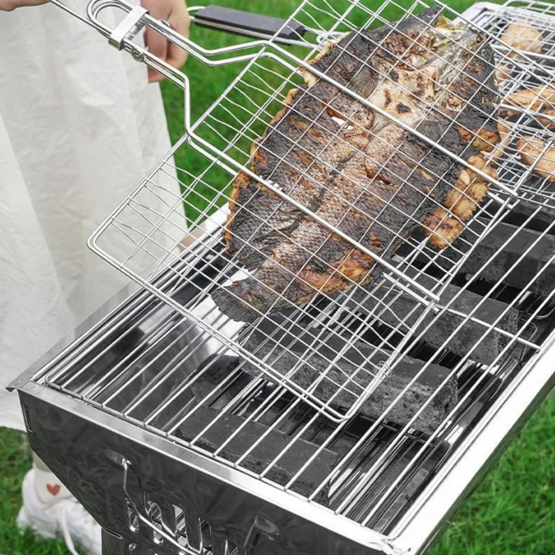 Large Folding BBQ Grill Basket with Handle