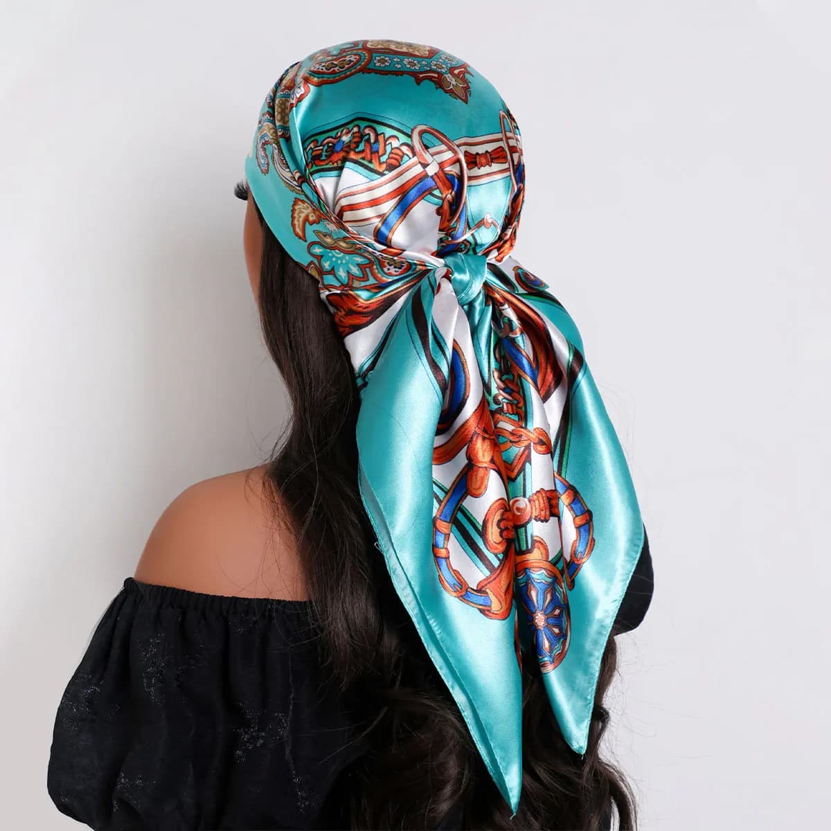 Head Scarf Women Luxury Brand Square Silk Foulard Satin Bandana Sun protection Soft Neckerchief Hijab Hair Scarves For Ladies
