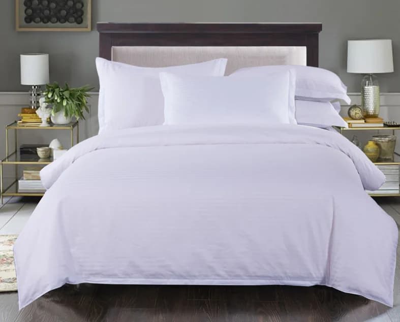 Pure White Striped Duvet Cover