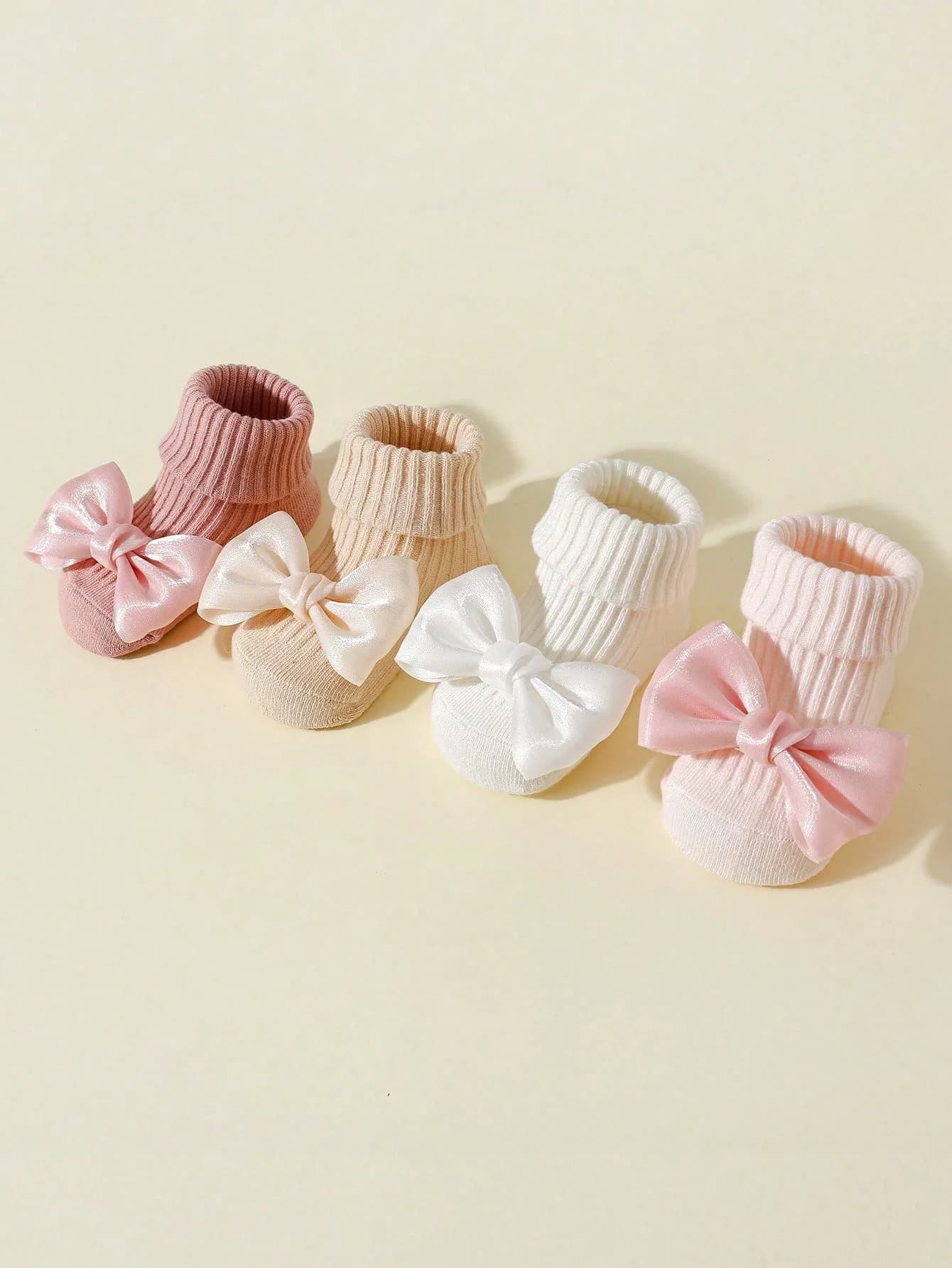 Toddler Ankle Socks with Bows, 4 Pairs
